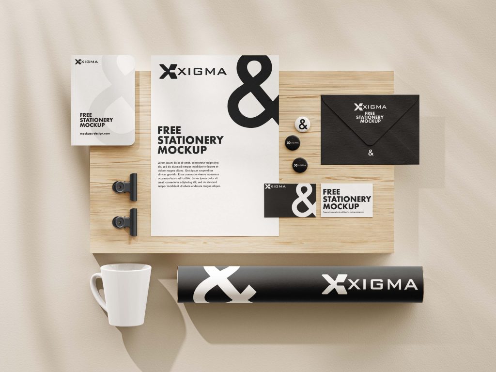 Xigma corporate stationery mockup with custom logo design by The Brand Nova